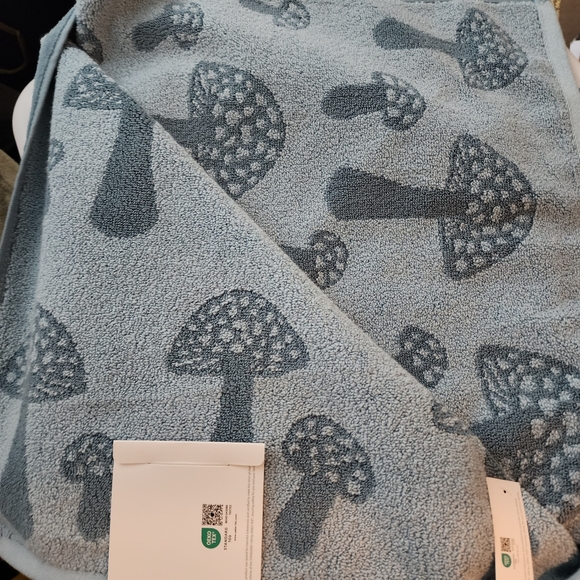 Caro Home Blue S/2 Mushrooms Design Soft Bath Towel Bath Velour Towels - Picture 4 of 4